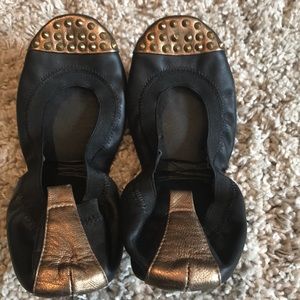 Yosi Samra Studded Leather Ballet Flat